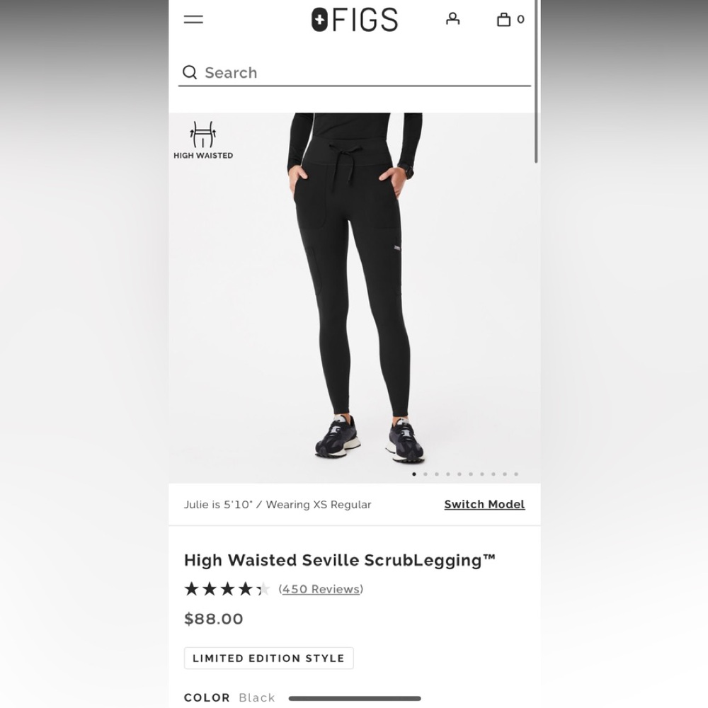 Women's Black High Waisted Seville - ScrubLegging